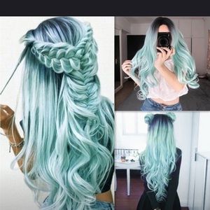 Black pink Ombre wig wavy